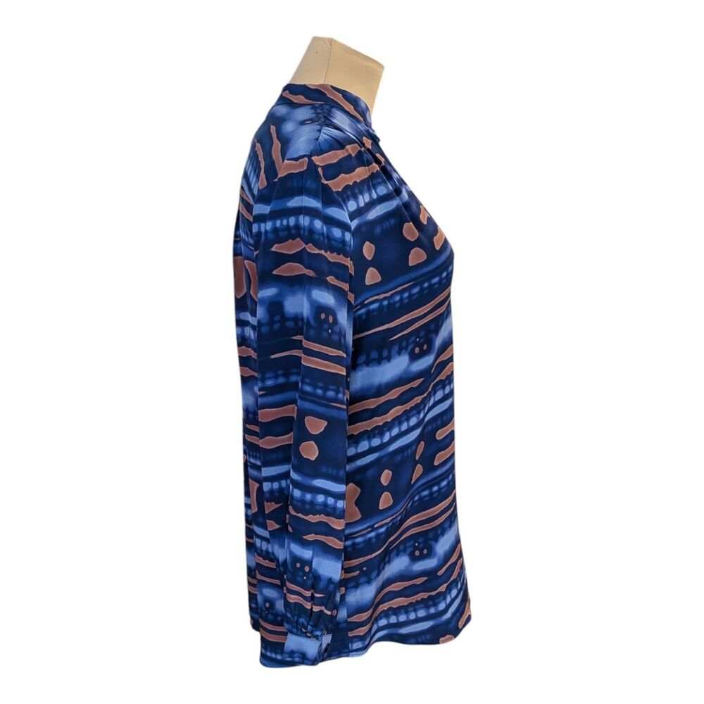 Aaron Ashe Tunic Women's XS Blue V Neck Silk Top Minimalist Quiet Luxury Career - Picture 3 of 10